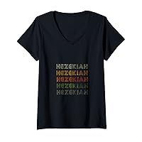 Womens Love Heart Hezekiah Tee Grunge/Vintage Style Black Hezekiah V-Neck T-Shirt