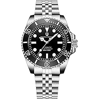 Pagani Design NH35 Luxury Automatic Men's Watch Stainless Steel 200M Waterproof Watch for Men Sapphire Glass Ceramic Bezel 40 mm Mechanical Watch, Black-2V, Bracelet