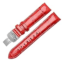 Genuine Leather Watchband for Tissot T035 Wristband Women's Curved End Straps 18mm Fashion Bracelet (Color : Red 1, Size : 18mm)
