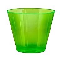 Party Essentials N92513 Brights Plastic Party Cups/Tumblers, 9-Ounce Capacity, Neon Green (Case of 500)