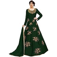Jessica-Stuff Embroidered Silk Blend Semi Stitched Anarkali Gown (650) Green