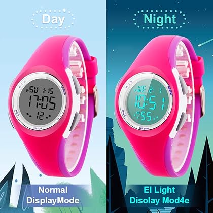 Misskt Kids Watch, Boys Sports Digital Waterproof Led Watches with Alarm Wrist Watches for Boy Girls Children (Rose red)