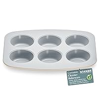 Bake with Elegance: 6-Cup Cake/Muffin Pan Set - Blue, Teal, Marble, Golden, Cream - Aluminized Steel with Ceramic Non-Stick Coating, PFOA & PFAS Free - Non-Toxic, Heavy-Duty Bakeware