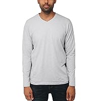 X RAY Men's V-Neck Henley Long Sleeve T-Shirt, Soft Stretch Premium Cotton Slim Fit Casual Fashion Tee for Men