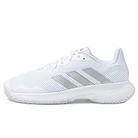 adidas Women's CourtJam Control Sneaker, White/Silver Metallic/White, 10