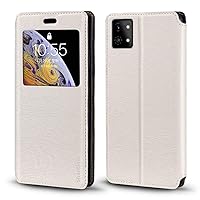 for Nuu Mobile A9L Case, Wood Grain Leather Case with Card Holder and Window, Magnetic Flip Cover for Nuu Mobile A9L (6.3”) White