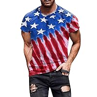 Mens American Flag Shirts 2024 Casual Summer Patriotic 4th of July Retro Shirt Independece Day Slim Fit Printed T-Shirts