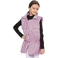 Kids Girls Sleeveless Coat Gilet Baby Pink Fashion Oversized Gilet Style Jacket