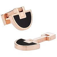Double Sided Rose Gold Onyx Cufflinks with Travel Presentation Gift Box