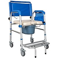 Raised Toilet Seat with Handles Up to 500 Lbs, Elevated Handicap Toilet Seat Riser for Seniors with Soft Padded, Height Adjustable, Bedside Commode Wheelchair, Fit Any Toilet, Blue