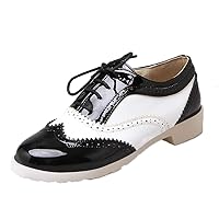 Women Oxfords Flats Brogue Wingtip Lace up Dress Shoes Pumps