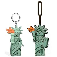 LEGO Statue of Liberty Keychain Light and LEGO Statue of Liberty Silicone Bag Tag Bundle, includes 1 Keychain Light and 1 Bag Tag
