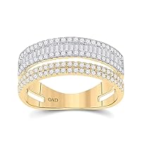 The Diamond Deal 14kt Two-tone Gold Womens Baguette Round Diamond Parallel Band Ring 3/4 Cttw