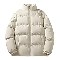 Puffer Jacket Men,Color Block Winter Jackets Lightweight Quilted Puffer Parka Coat Warm Padded Stand Collar Jacket