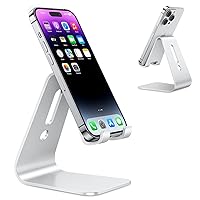 Upgraded Aluminum Cell Phone Stand, C1 Durable Cellphone Dock with Protective Pads, Smart Stand Designed for iPhone 14 Plus, 14/13/12/11 Pro Max XR XS, iPad Mini, Android Phones, Silver