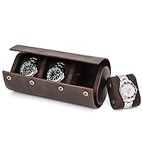 Genuine Leather 3 Slots Watch Box Business Travel Case Watch Storage and Display Case for Men Women Portable Travel Jewelry Leather Watches Storage Case