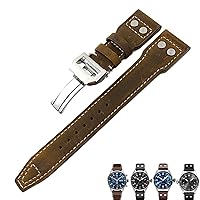for IWC Pilot Mark PORTUGIESER Portofino WatchBands 20mm 21mm 22mm Leather Watch Strap Black Brown Watch Band for Men Bracelet (Color : Crazy Horse, Size : 20mm)
