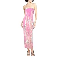 Wedding Guest Dress for Women with Sleeves,Women's Sexy Suspender Slim Sequin Dress Evening Gown Long Midi One