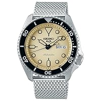 SEIKO SRPD67 Watch for Men - 5 Sports - Automatic with Manual Winding Movement, 41-Hour Power Reserve, Stainless Steel Case and Mesh Bracelet, 100m Water-Resistant, and Day/Date Display