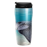 Stingray Fish Travel Coffee Mug with Lid Insulation Double Wall Tumbler Cup for Car Office Camping