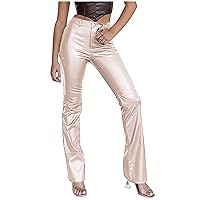 Leather Pants for Women High Waist Pleather Flare Pants Sexy Butt Lifting Leggings Stretchy Tummy Control Tights