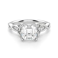 Riya Gems 2.20 CT Asscher Cut Colorless Moissanite Engagement Ring Wedding Band Gold Silver Eternity Solitaire Ring Halo Ring Vintage Antique Anniversary Promise Bridal Ring