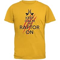 Keep Calm and Raptor On Gold Adult T-Shirt - Large