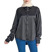 Elbow Tee Shirts for Women Women Spring and Summer Casual Solid Color Long Sleeved Button Down Female Cotton