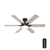 Hunter Fan 52 inch Casual Matte Black Finish Indoor Ceiling fan with LED Light Kit and Remote Control (Renewed)