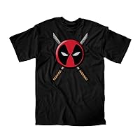 Marvel Deadpool Icon Logo and Swords Adult Black T-Shirt