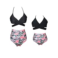 EFOFEI Girls Summer Swimsuit Two Pieces Mommy and Me Swimwear Set Ruffle Falbala Bikini Bathing Suits