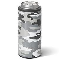 Swig Slim Can Cooler, Insulated Skinny Can Holder, Stainless Steel Can Cooler for Tall Skinny Cans, Skinny Can Cooler Compatible with White Claw, Truly, High Noon, Michelob Ultra (Incognito Camo)