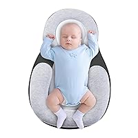 Baby Lounger Pillow, Baby Snuggle Portable Baby Bed, Breathable & Soft Baby Lounger for Newborn, Baby Snuggle Nest Sleeper for 0-12 Months Baby (Grey)