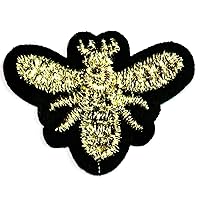 Kleenplus Mini Cartoon Bee Gold Patch Embroidered Badge Iron On Sew On Emblem for Jackets Jeans Pants Backpacks Clothes Sticker Arts Bumble Bee Fashion Patches Decorative Repair
