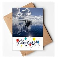 Ocean Water Blue Boat People Picture Wedding Cards Congratulations Greeting Envelopes