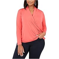 Womens Solid Pullover Blouse, Orange, 0X