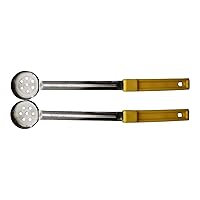 1 Ounce Slotted Stainless Steel Portion Control Ladle Spoon for Measuring and Serving; Commercial Grade Serving Scoops [Pack of 2]