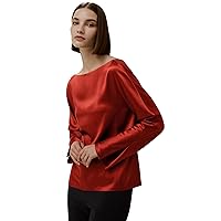 LilySilk Womens Pure Silk Shirt Ladies 30MM Basic Blouse with Boat Neck and Back Hook and Eye Closure for Casual Holiday