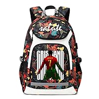 Soccer R-onaldo Multifunction Backpack Travel Laptop Daypack Night Reflective Strip Fans Bag For Men Women (Red - 2)