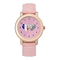 French and Black American Flag Fashion Casual Watches for Women Cute Girls Watch Gift Nurses Teachers