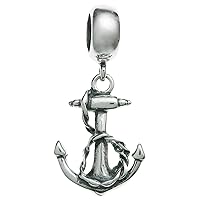 Sterling Silver Ship Anchor European Style Dangle Bead Charm