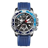REEF TIGER Fashion Aurora Stalker Multi-Functional Mechanical Watch 45mm Blue Dial Super Luminous Waterproof Rubber Band Automatic Watch RGA3053