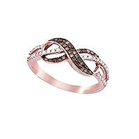 14k Rose Gold Chocolate Brown Diamond Beautiful Lovely Ring 1/3 Ctw.
