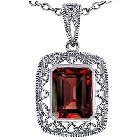 Star KSolid 14k White Gold Emerald Cut Pendant Necklace