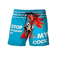 Stop Staring at My Cock Men's Swim Trunks Funny Quick Dry Swimsuit with Pockets Elastic Waist Lightweight Beachwear