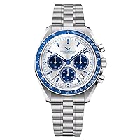 TACTO Specht&Sohne Moon Wristwatch for Men Japan VK63 Quartz Chronograph Watches Stainless Steel Sapphire Male Sport Watch Waterproof
