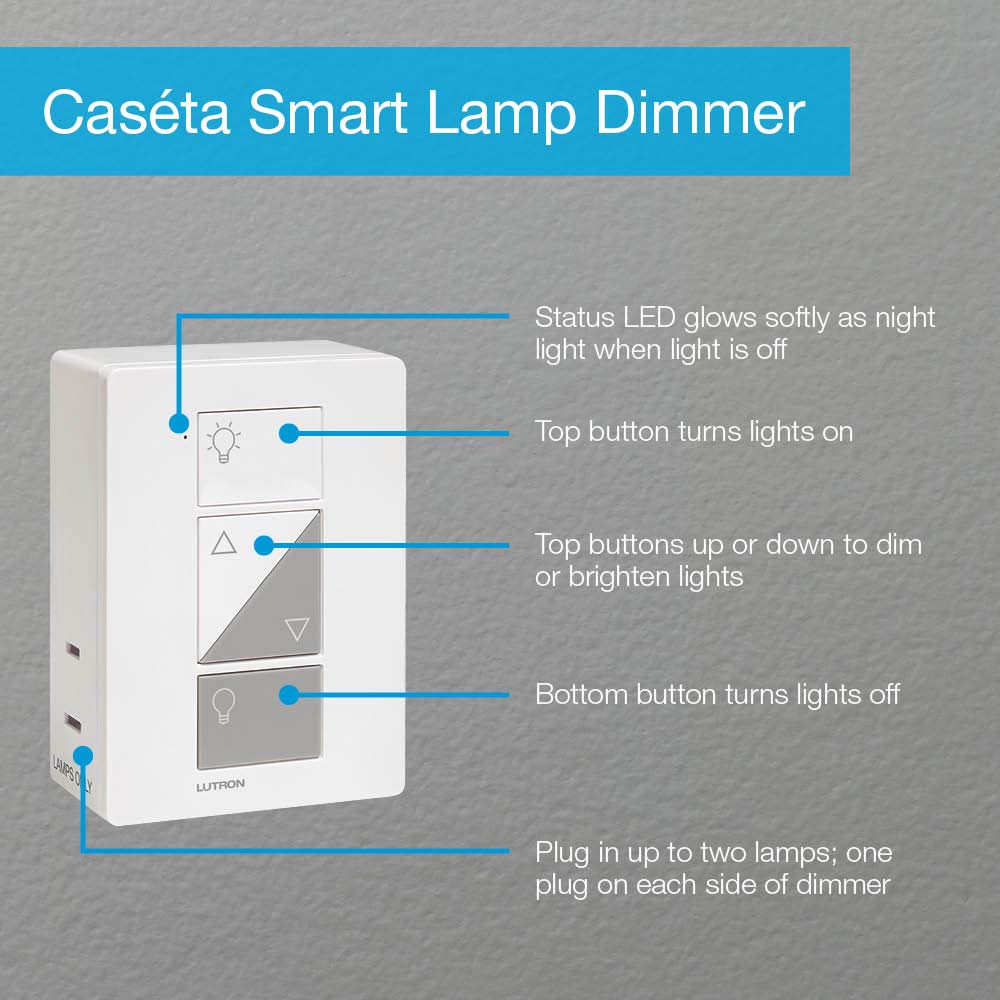 Lutron Caseta Smart Lighting Lamp Dimmer | PD-3PCL-WH