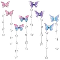 PAGOW 8pcs Butterfly Hair Tassel Clips Cute Alligator Barrettes Valentines Wedding Prom Birthday Hairpin Accessories for Women Girl (Blue Purple Pink)