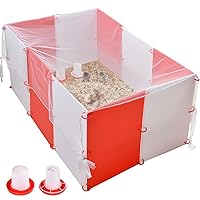 Brooder Box for Chicks, Adjustable Shape&Large Space Chicken Brooder Holds Up to 15 Baby Chicks, Durable& Strong Chicken Brooder Box for Safe Growing with Mesh Cover, Easy to Store& Clean
