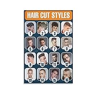 Latest Men's Fashion Haircut Poster Barber Shop Haircut Poster Hair Salon Poster Canvas Art Poster And Wall Art Picture Print Modern Family Bedroom Decor 24x36inch(60x90cm) Unframe-style